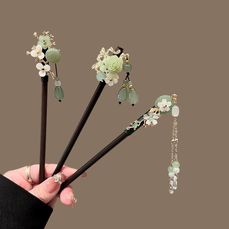 Travel Accessories Aesthetic - 앤티크 나무 머리핀 여성용 우아한 헤어