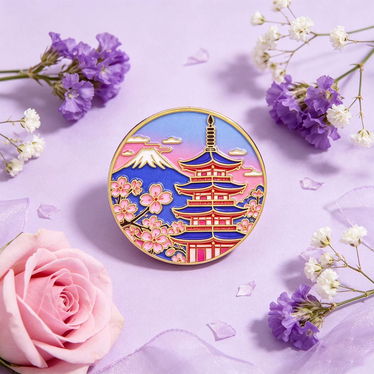 일본 벚꽃 에나멜 핀, 빈티지 라펠 브로치, 미적 감각 - Travel Accessories Jewelry 리뷰 및 가격