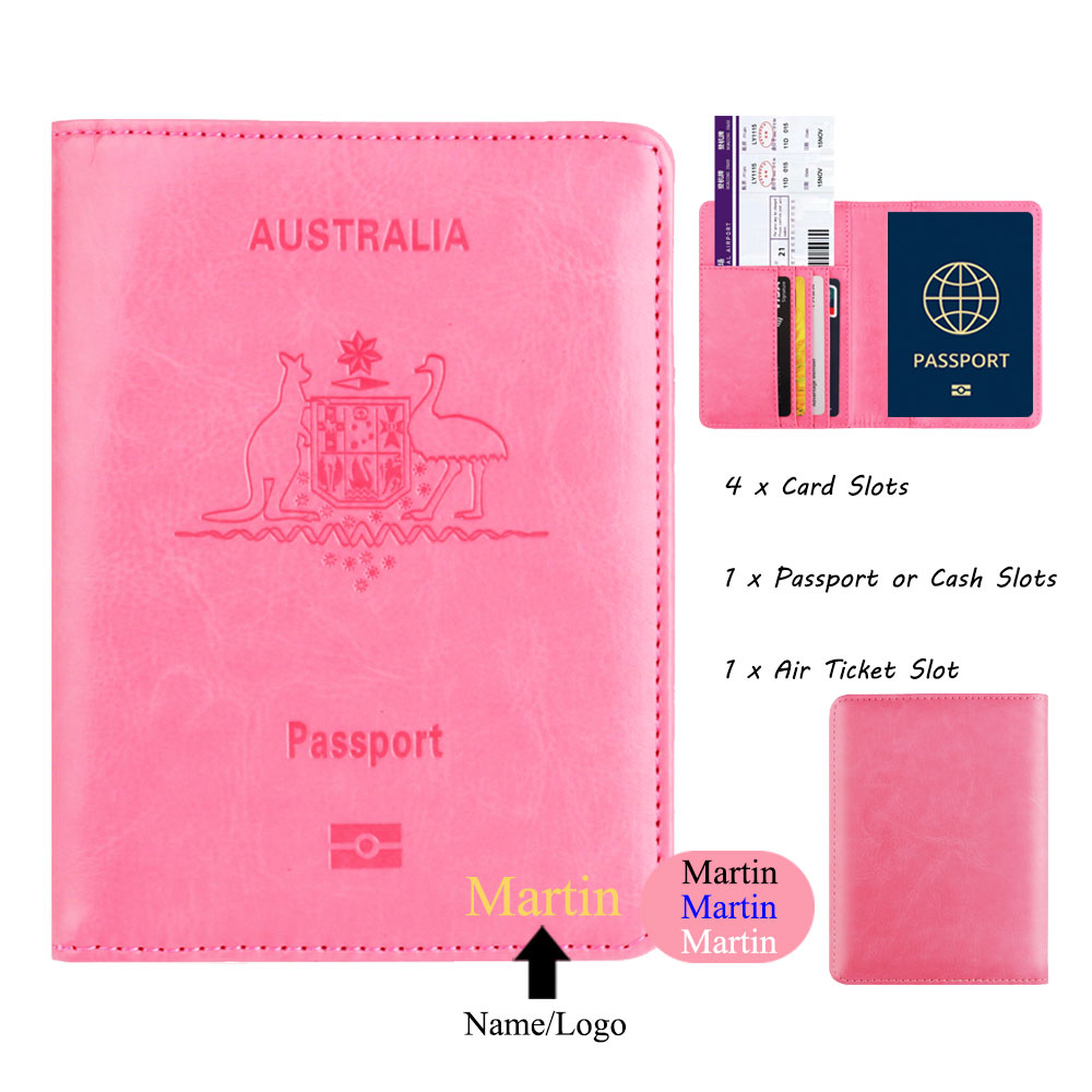 맞춤형 이름 호주 RFID 차단 PU 가죽 여권 홀더, - Travel Accessories Wallet 리뷰 및 가격