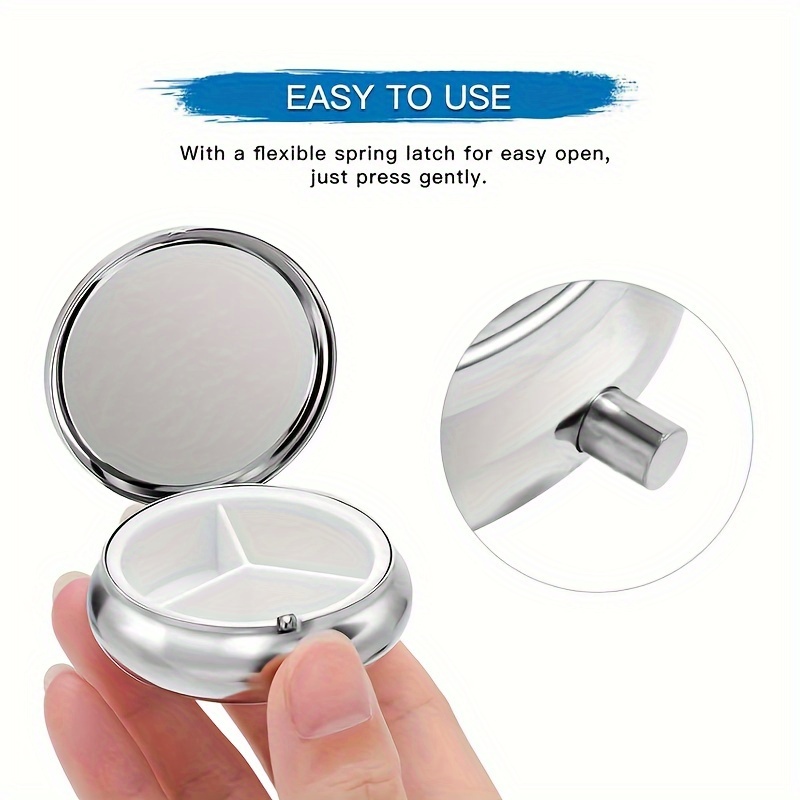 평평하고 휴대 가능한 원형 금속 알약 케이스는 약품,  - Travel Accessories As Gifts 리뷰 및 가격