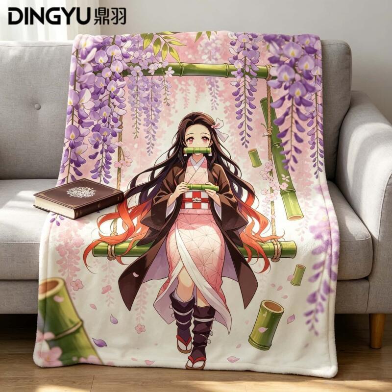 애니메이션 악마 슬레이어 플란넬 담요 얇은 휴대용 사무 - Travel Accessories As Gifts 리뷰 및 가격