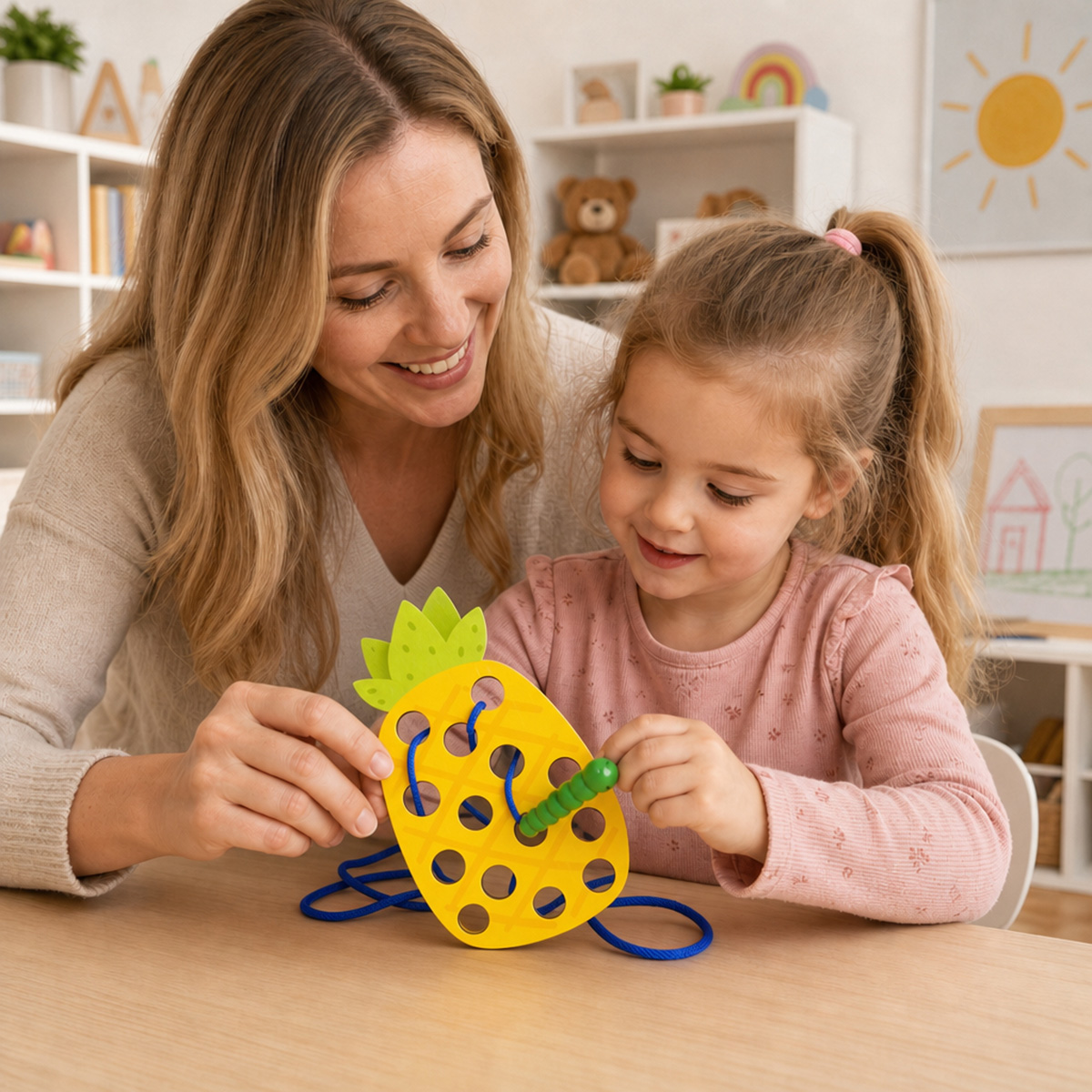 나무 레이싱 파인애플 스레딩 장난감 퍼즐 여행 게임 장 - Travel Accessories Baby 리뷰 및 가격