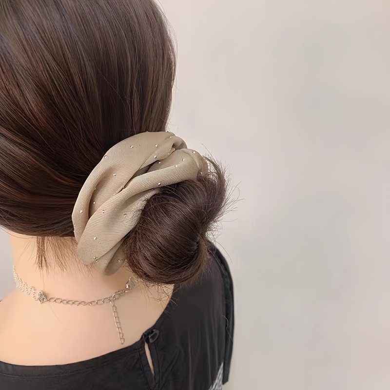 모조 다이아몬드 장식 새틴 스크런치, 포니테일 헤어 액 - Travel Accessories Aesthetic 리뷰 및 가격