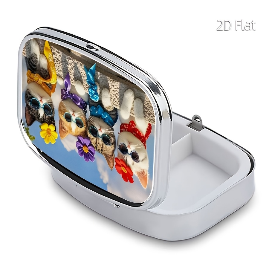 플랫 디자인, 귀여운 고양이 무늬 알약통 1개, 약 보 - Travel Accessories As Gifts 리뷰 및 가격
